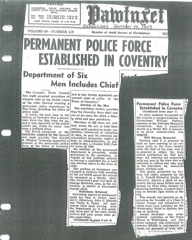 Installment of Permanent Police Force